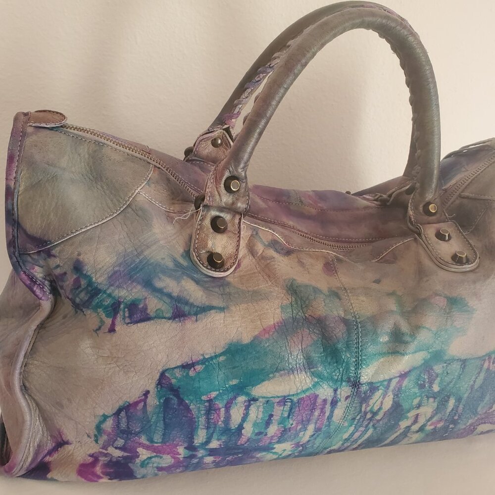 Balenciaga Graffiti giant City Bag Purse pink blue purple green grey gray silver - Picture 11 of 16